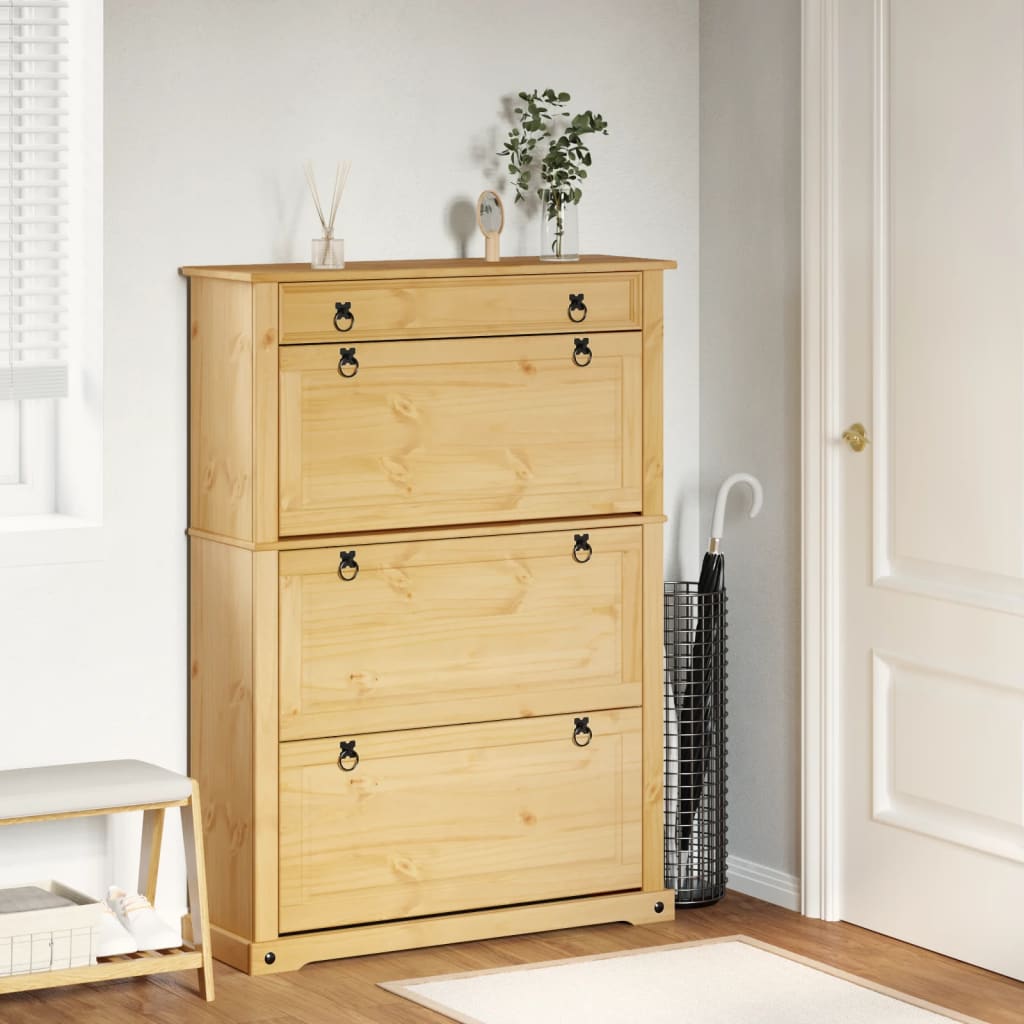 Armoire à chaussures Corona 99x32x138 cm bois de pin massif - XIOS