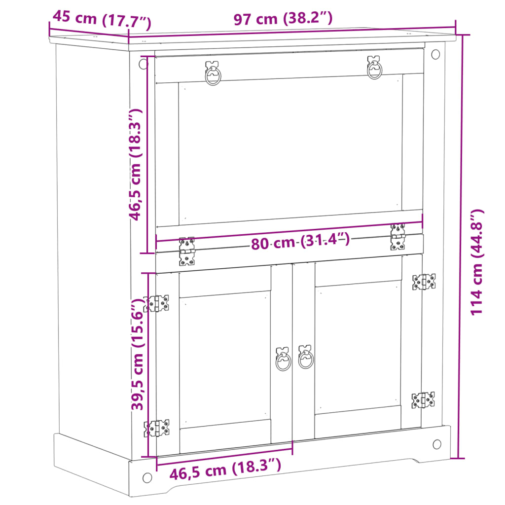 Armoire à vin Corona 97x45x114 cm bois de pin massif - XIOS