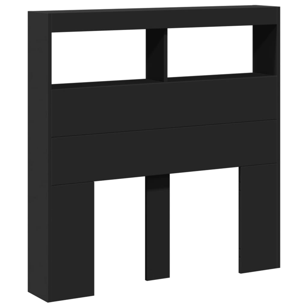 Armoire tête de lit avec LED noir 100x17x102 cm - XIOS