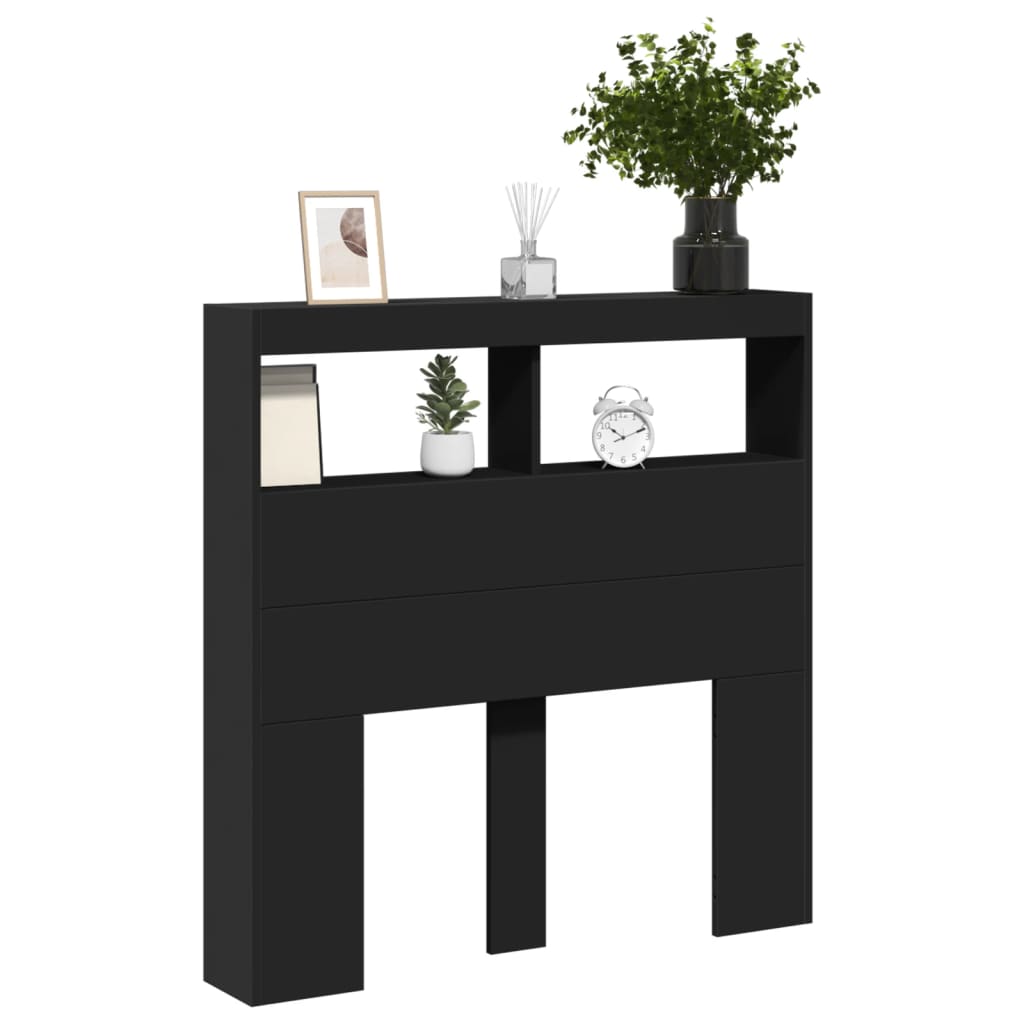Armoire tête de lit avec LED noir 100x17x102 cm - XIOS