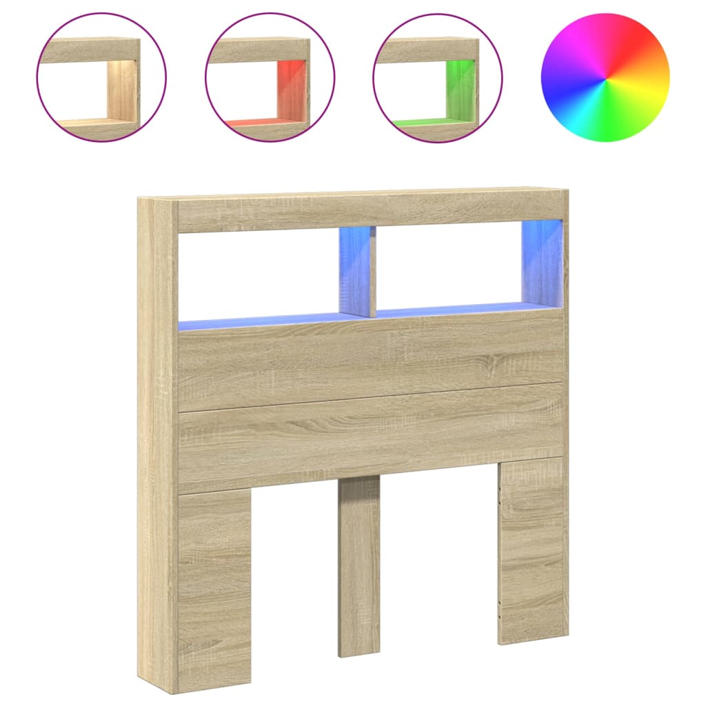 Armoire tête de lit avec LED chêne sonoma 100x17x102 cm - XIOS