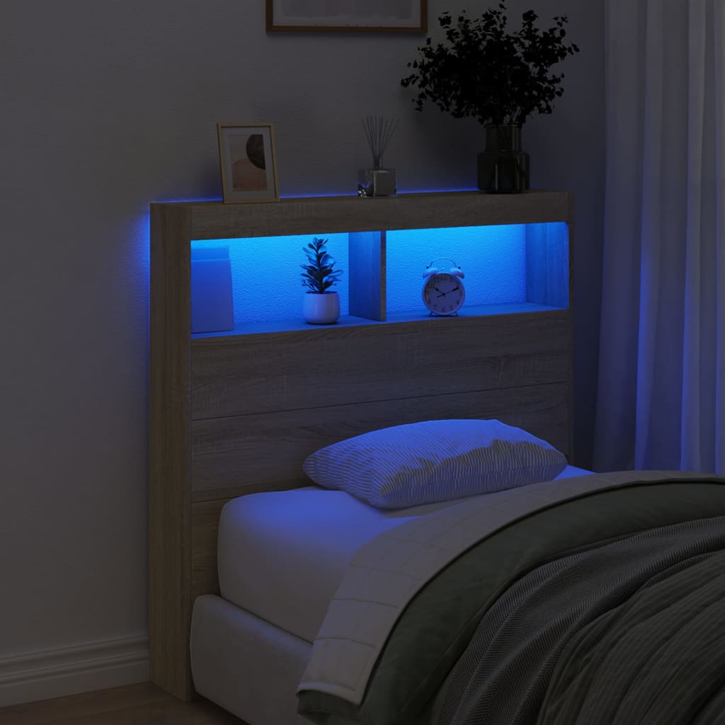 Armoire tête de lit avec LED chêne sonoma 100x17x102 cm - XIOS