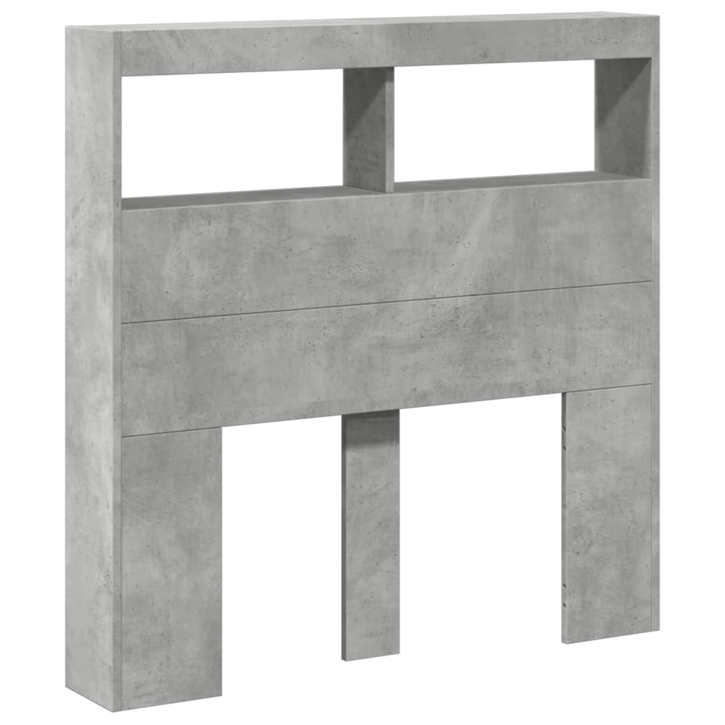 Armoire tête de lit avec LED gris béton 100x17x102 cm - XIOS