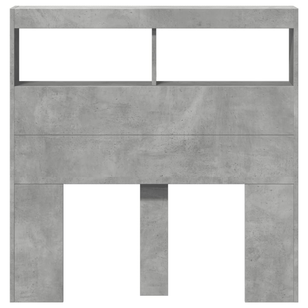 Armoire tête de lit avec LED gris béton 100x17x102 cm - XIOS