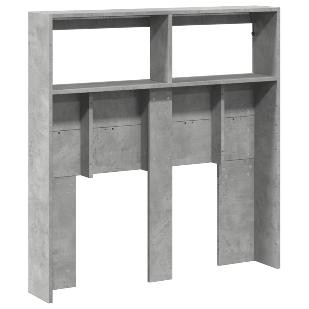 Armoire tête de lit avec LED gris béton 100x17x102 cm - XIOS