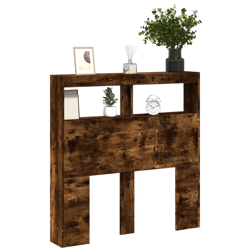 Armoire tête de lit avec LED chêne fumé 100x17x102 cm - XIOS