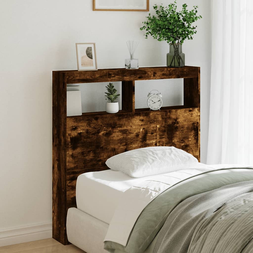 Armoire tête de lit avec LED chêne fumé 100x17x102 cm - XIOS
