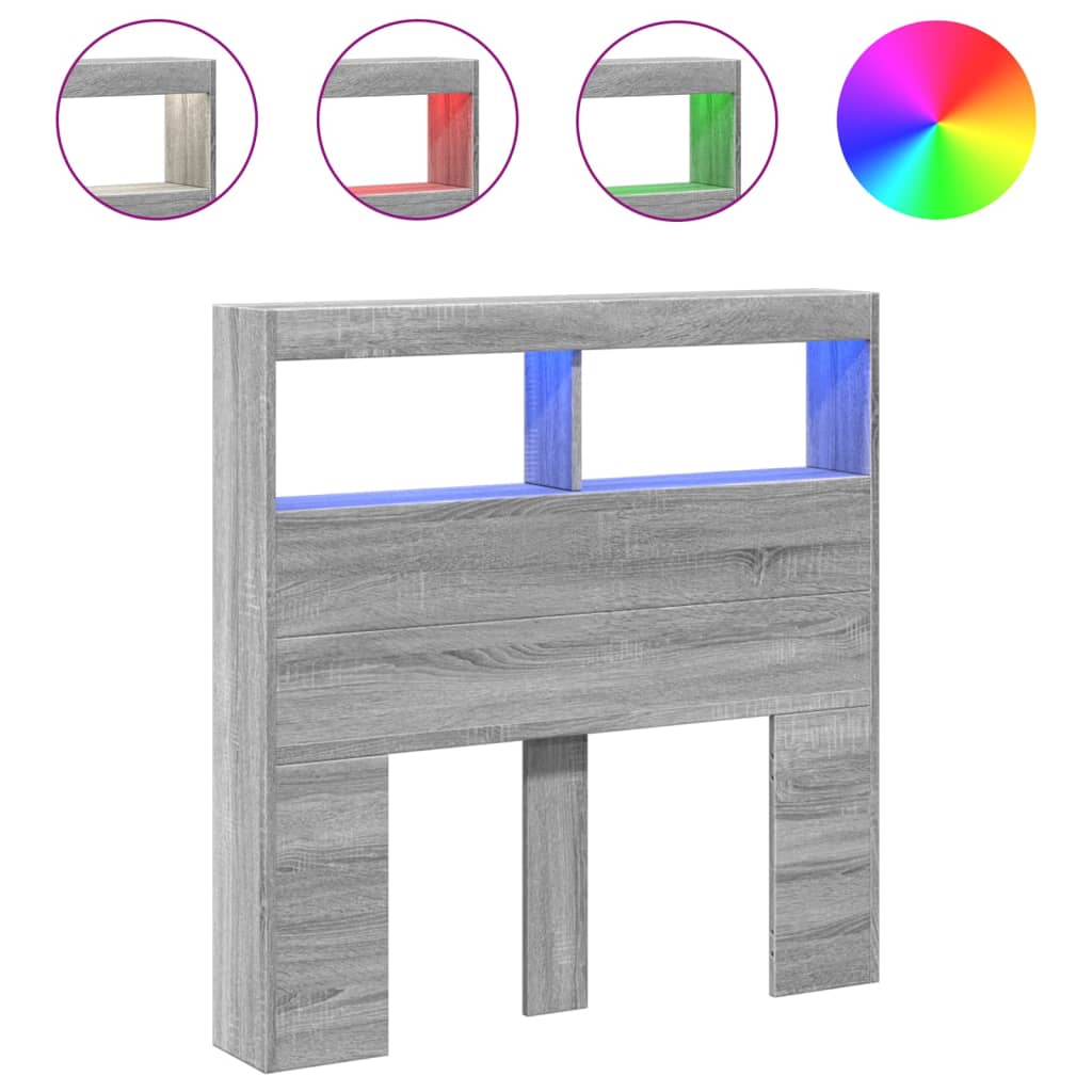 Armoire tête de lit avec LED sonoma gris 100x17x102 cm - XIOS