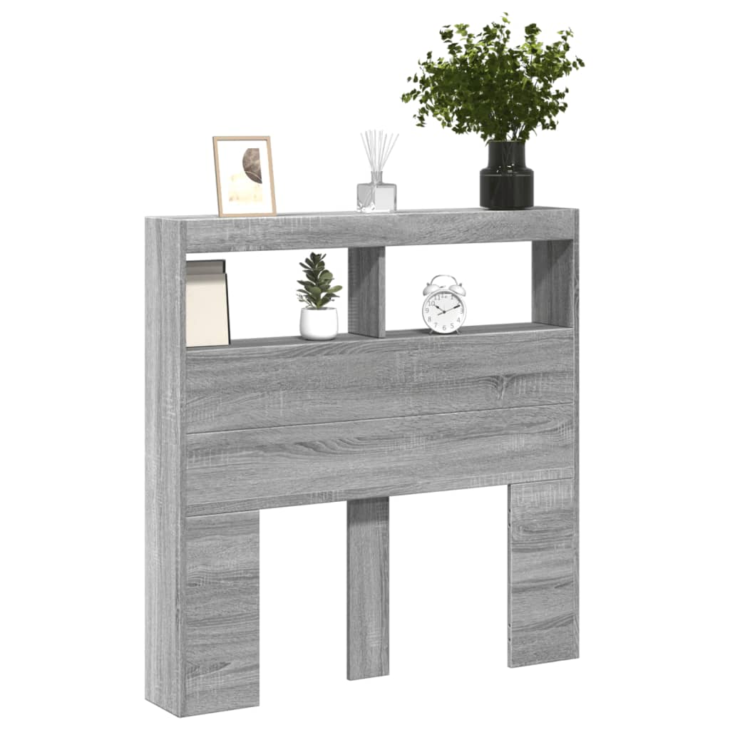 Armoire tête de lit avec LED sonoma gris 100x17x102 cm - XIOS