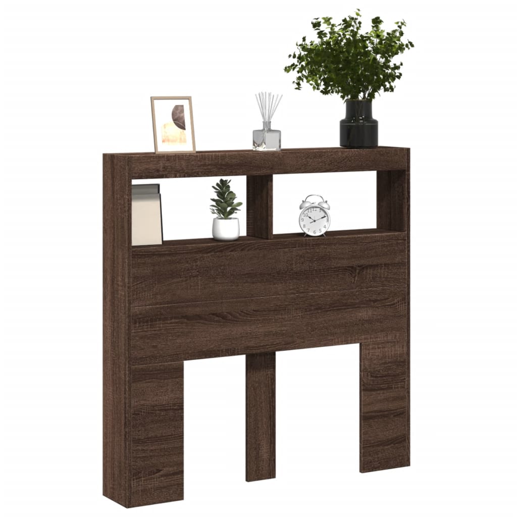 Armoire tête de lit avec LED chêne marron 100x17x102 cm - XIOS