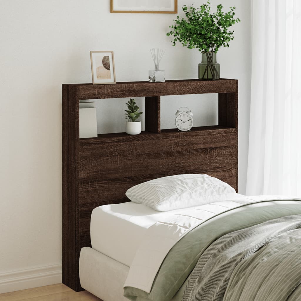 Armoire tête de lit avec LED chêne marron 100x17x102 cm - XIOS