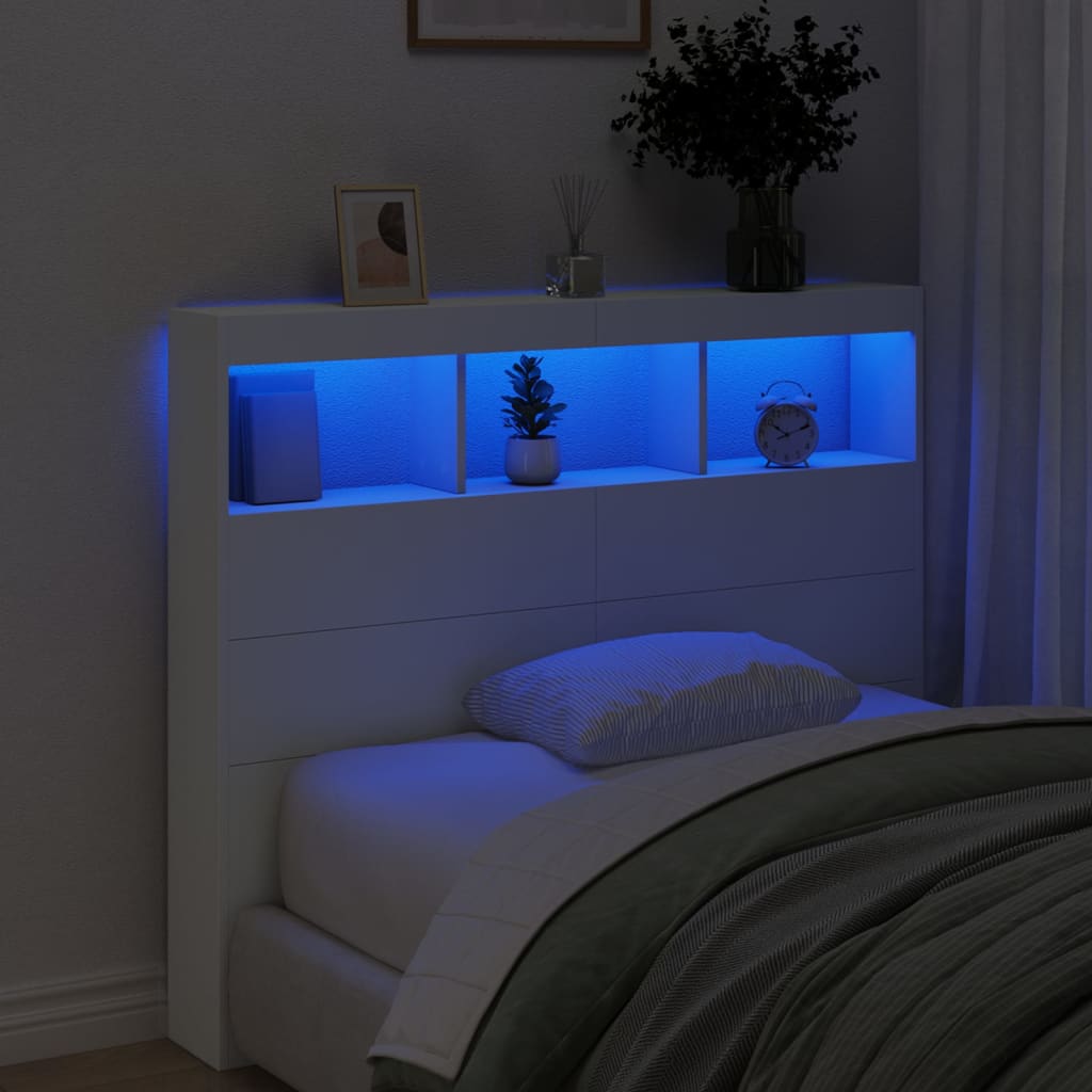 Armoire tête de lit avec LED blanc 120x17x102 cm - XIOS