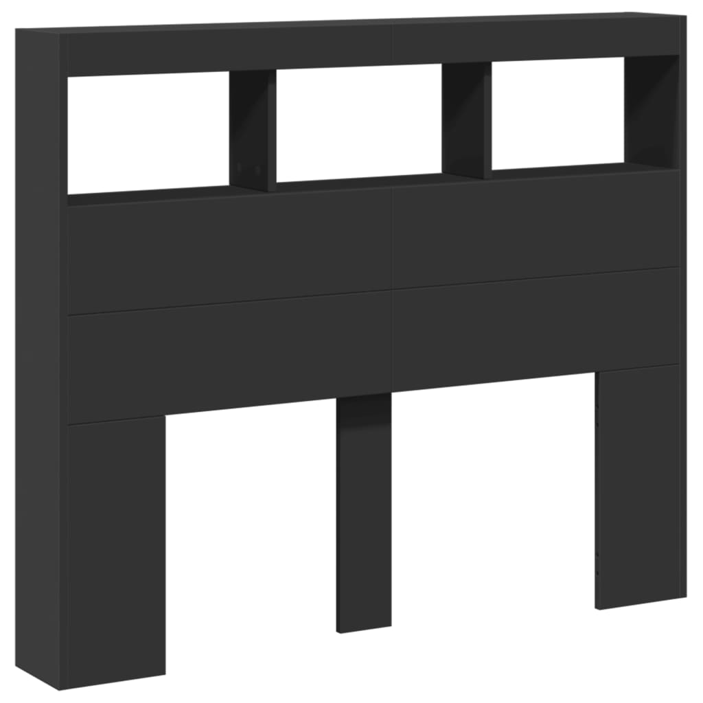 Armoire tête de lit avec LED noir 120x17x102 cm - XIOS