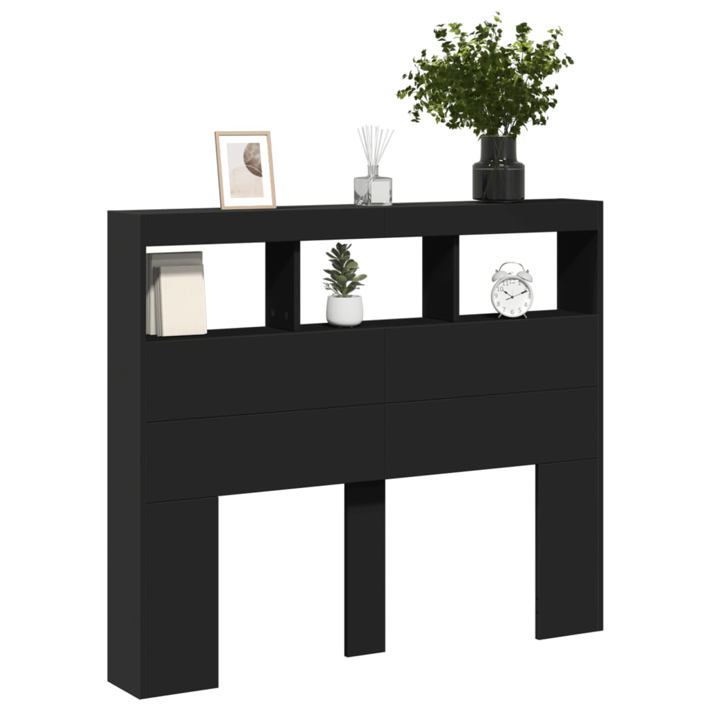 Armoire tête de lit avec LED noir 120x17x102 cm - XIOS