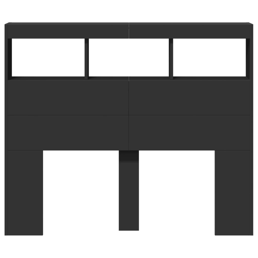 Armoire tête de lit avec LED noir 120x17x102 cm - XIOS