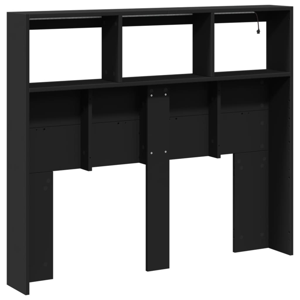Armoire tête de lit avec LED noir 120x17x102 cm - XIOS