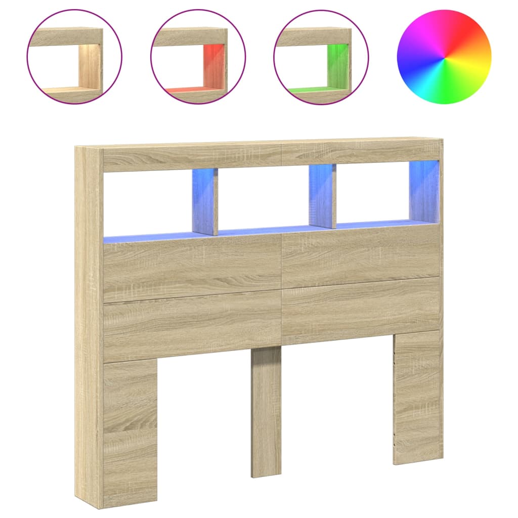 Armoire tête de lit avec LED chêne sonoma 120x17x102 cm - XIOS