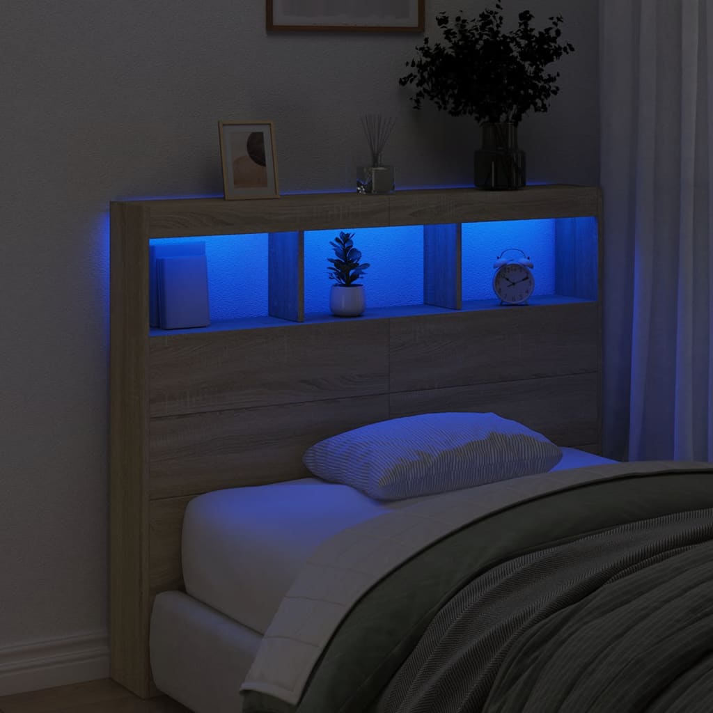 Armoire tête de lit avec LED chêne sonoma 120x17x102 cm - XIOS