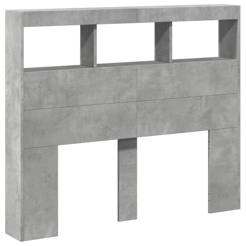 Armoire tête de lit avec LED gris béton 120x17x102 cm - XIOS