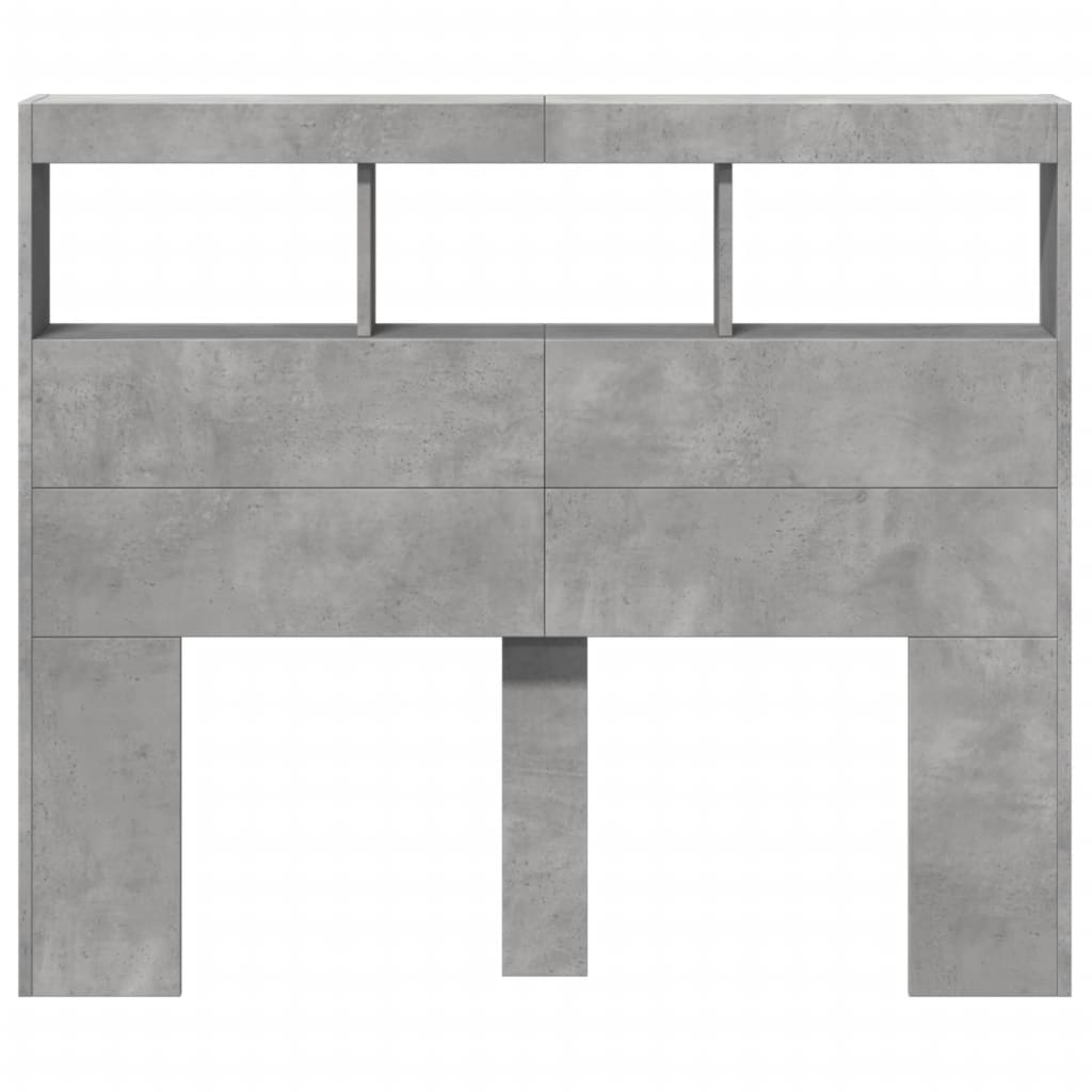 Armoire tête de lit avec LED gris béton 120x17x102 cm - XIOS