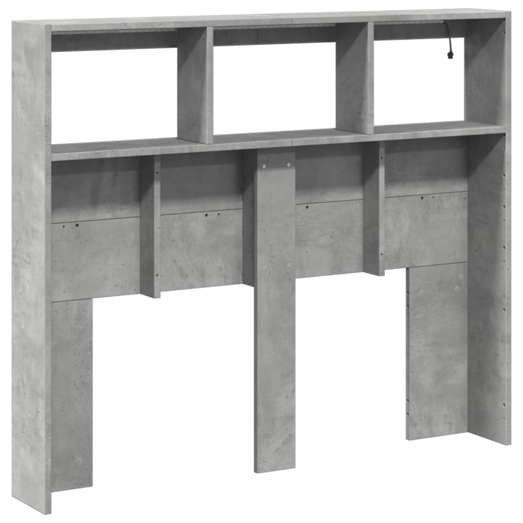 Armoire tête de lit avec LED gris béton 120x17x102 cm - XIOS