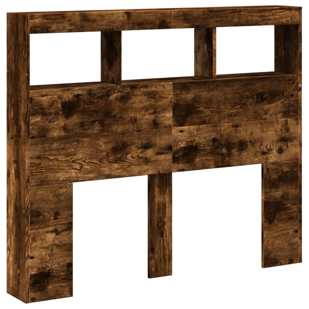Armoire tête de lit avec LED chêne fumé 120x17x102 cm - XIOS