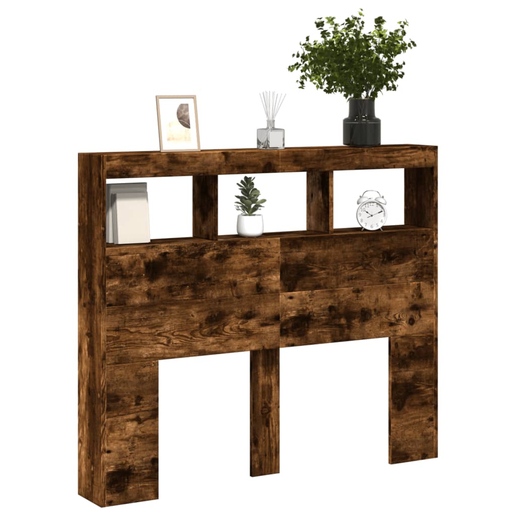 Armoire tête de lit avec LED chêne fumé 120x17x102 cm - XIOS