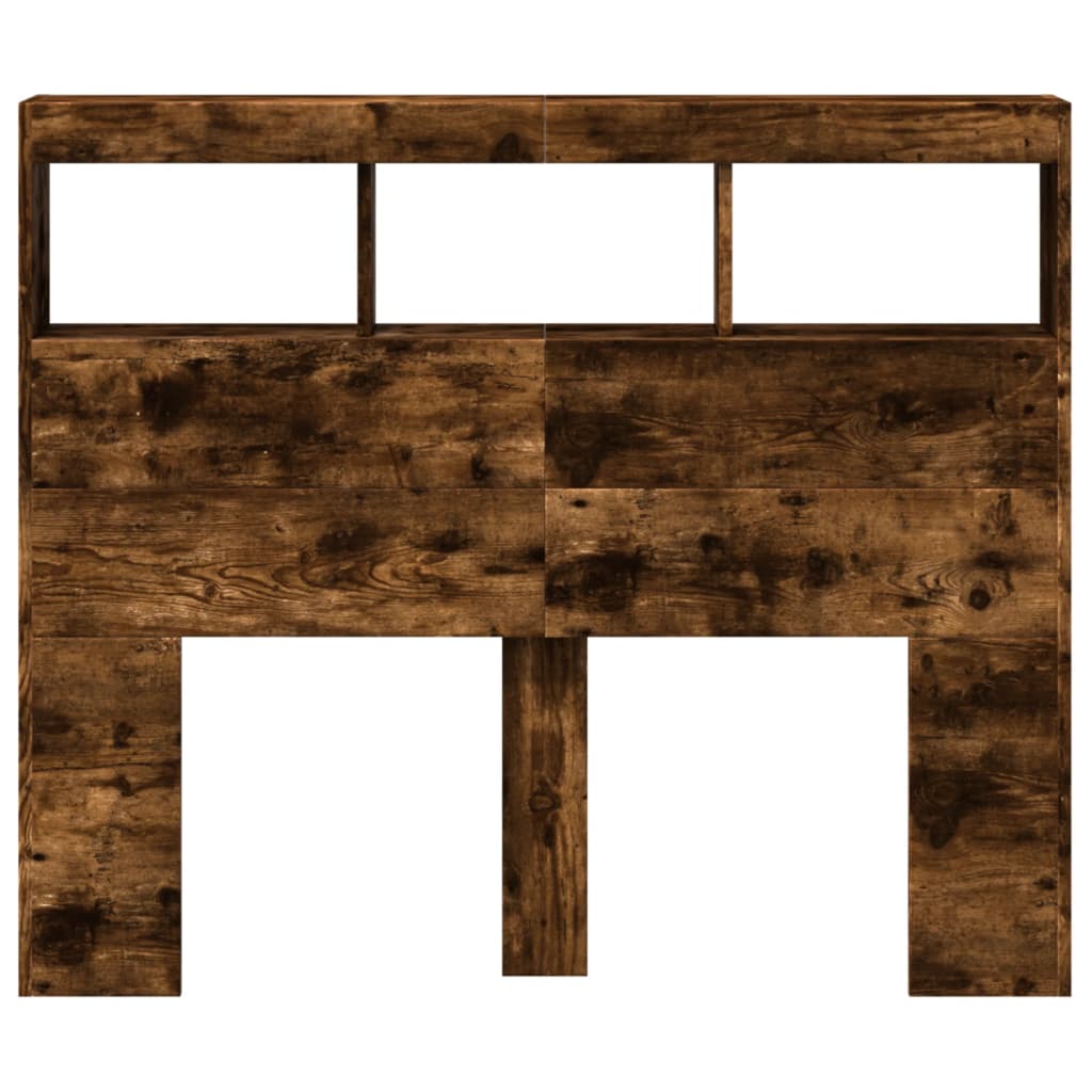 Armoire tête de lit avec LED chêne fumé 120x17x102 cm - XIOS