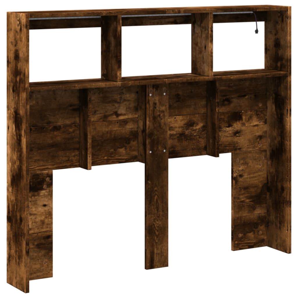 Armoire tête de lit avec LED chêne fumé 120x17x102 cm - XIOS
