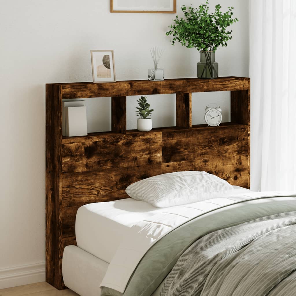 Armoire tête de lit avec LED chêne fumé 120x17x102 cm - XIOS