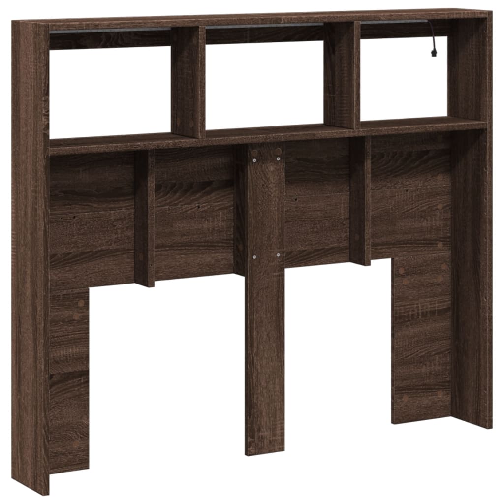 Armoire tête de lit avec LED chêne marron 120x17x102 cm - XIOS