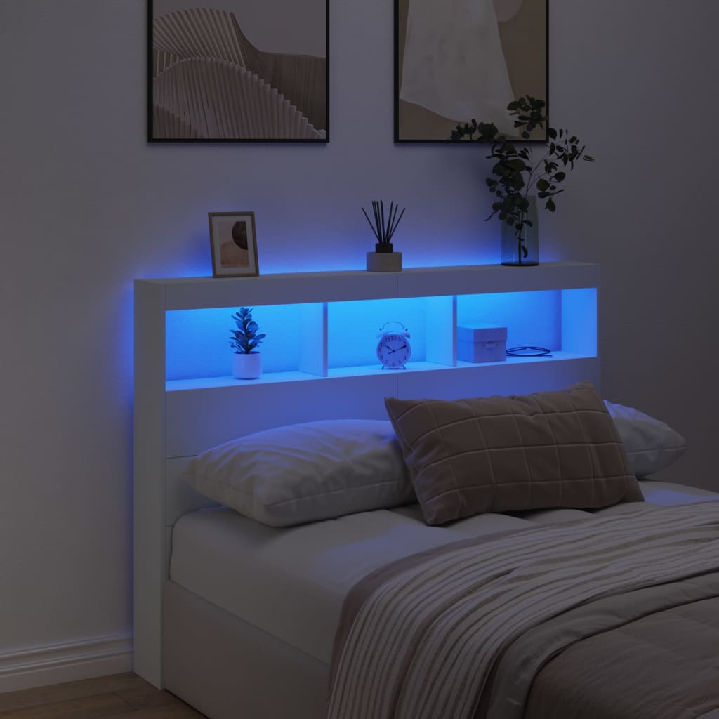 Armoire tête de lit avec LED blanc 140x17x102 cm - XIOS