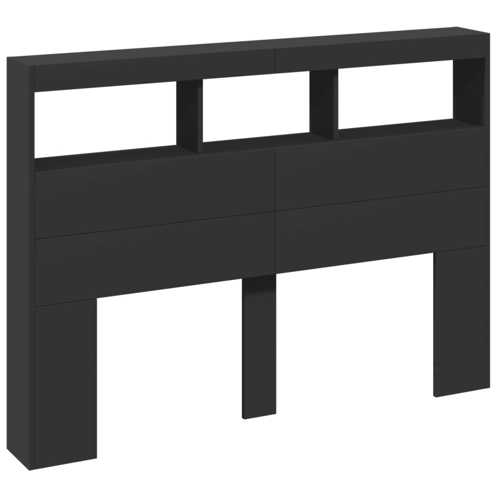 Armoire tête de lit avec LED noir 140x17x102 cm - XIOS