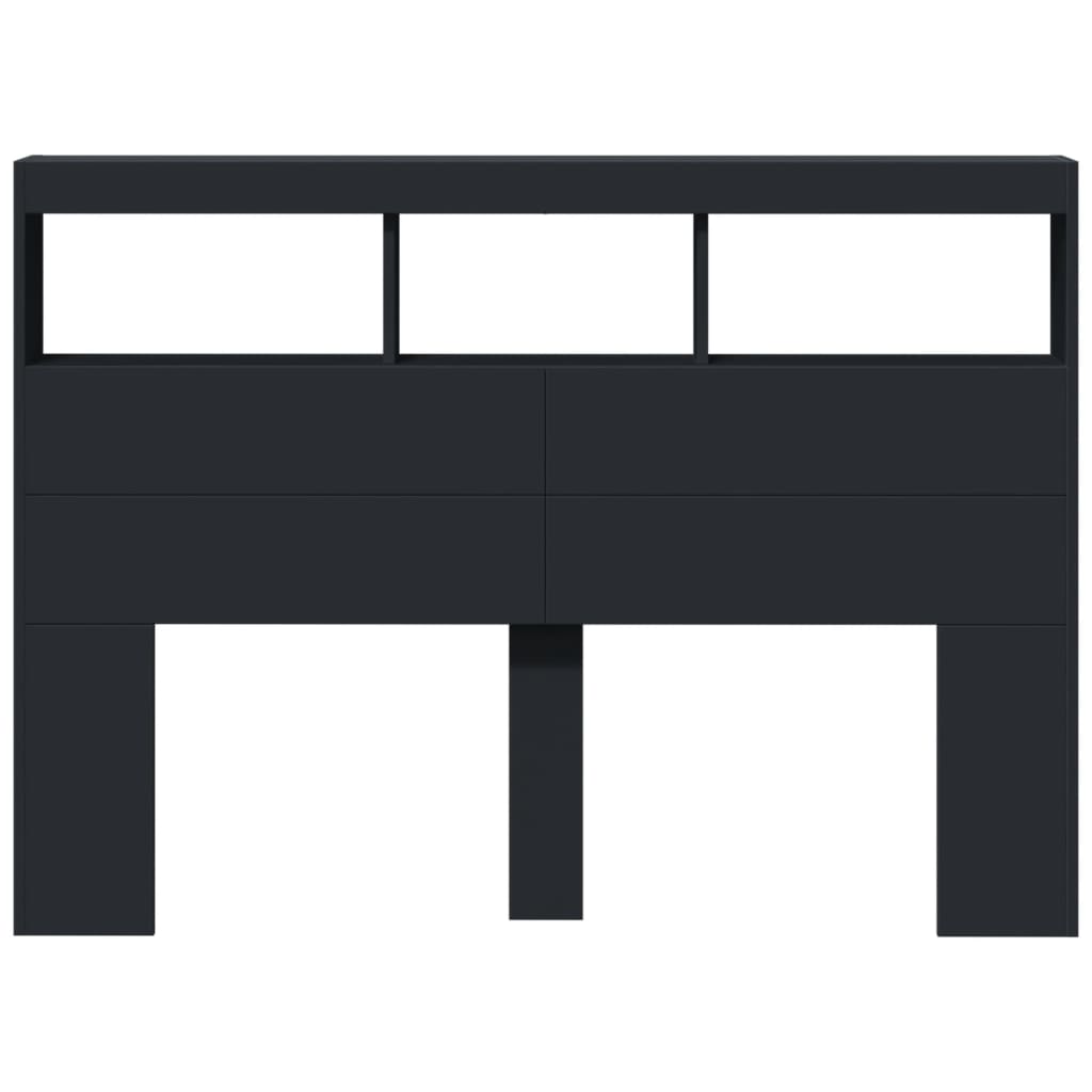 Armoire tête de lit avec LED noir 140x17x102 cm - XIOS