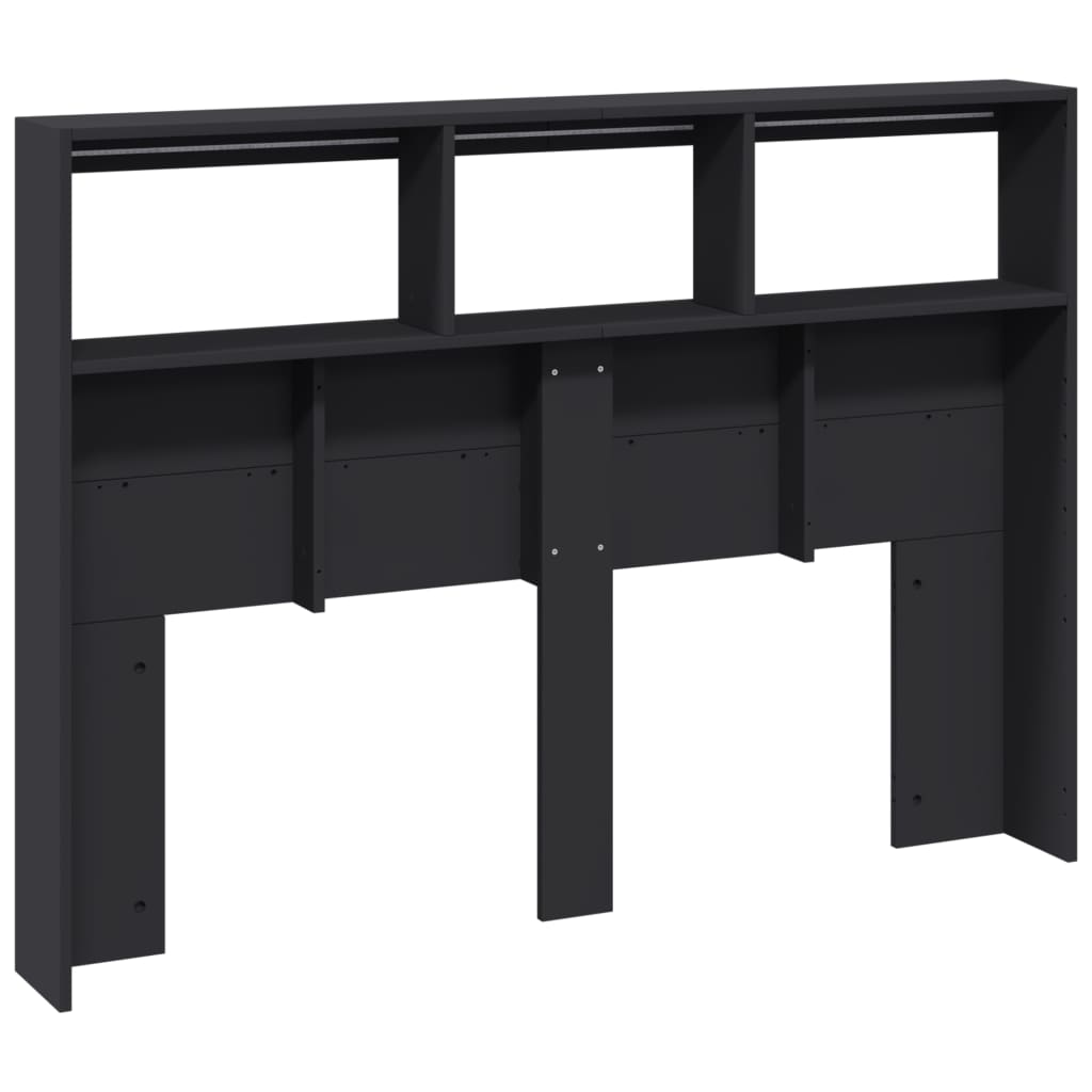 Armoire tête de lit avec LED noir 140x17x102 cm - XIOS