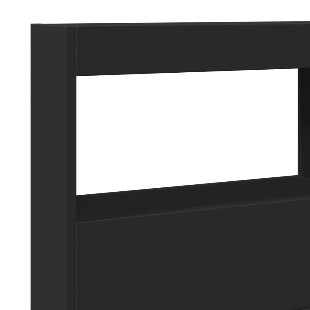 Armoire tête de lit avec LED noir 140x17x102 cm - XIOS
