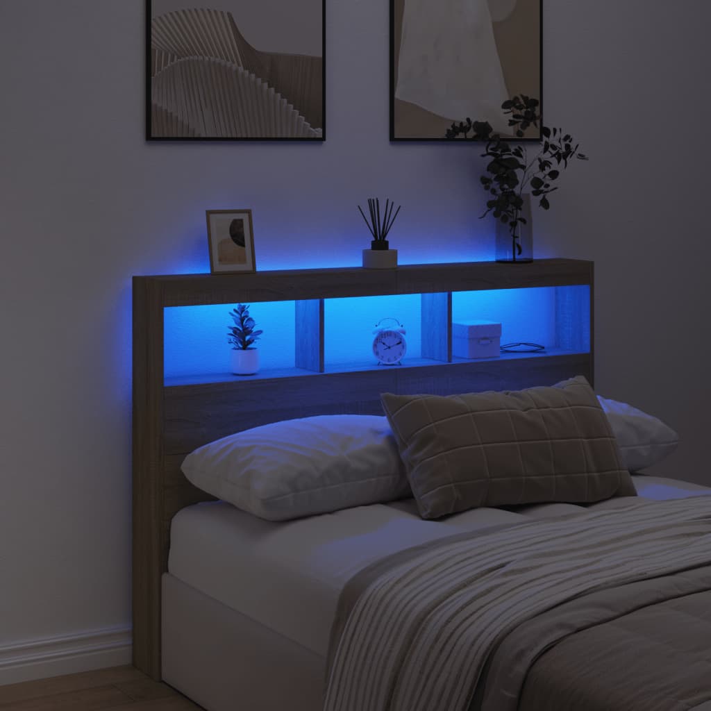 Armoire tête de lit avec LED chêne sonoma 140x17x102 cm - XIOS