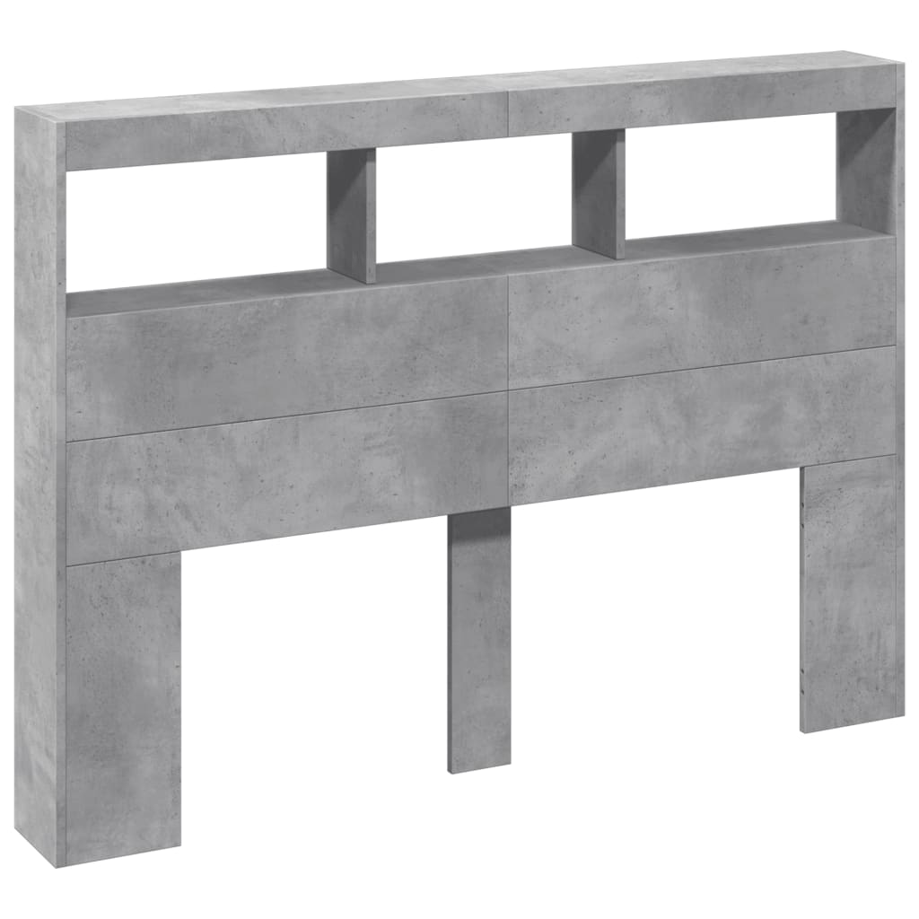 Armoire tête de lit avec LED gris béton 140x17x102 cm - XIOS