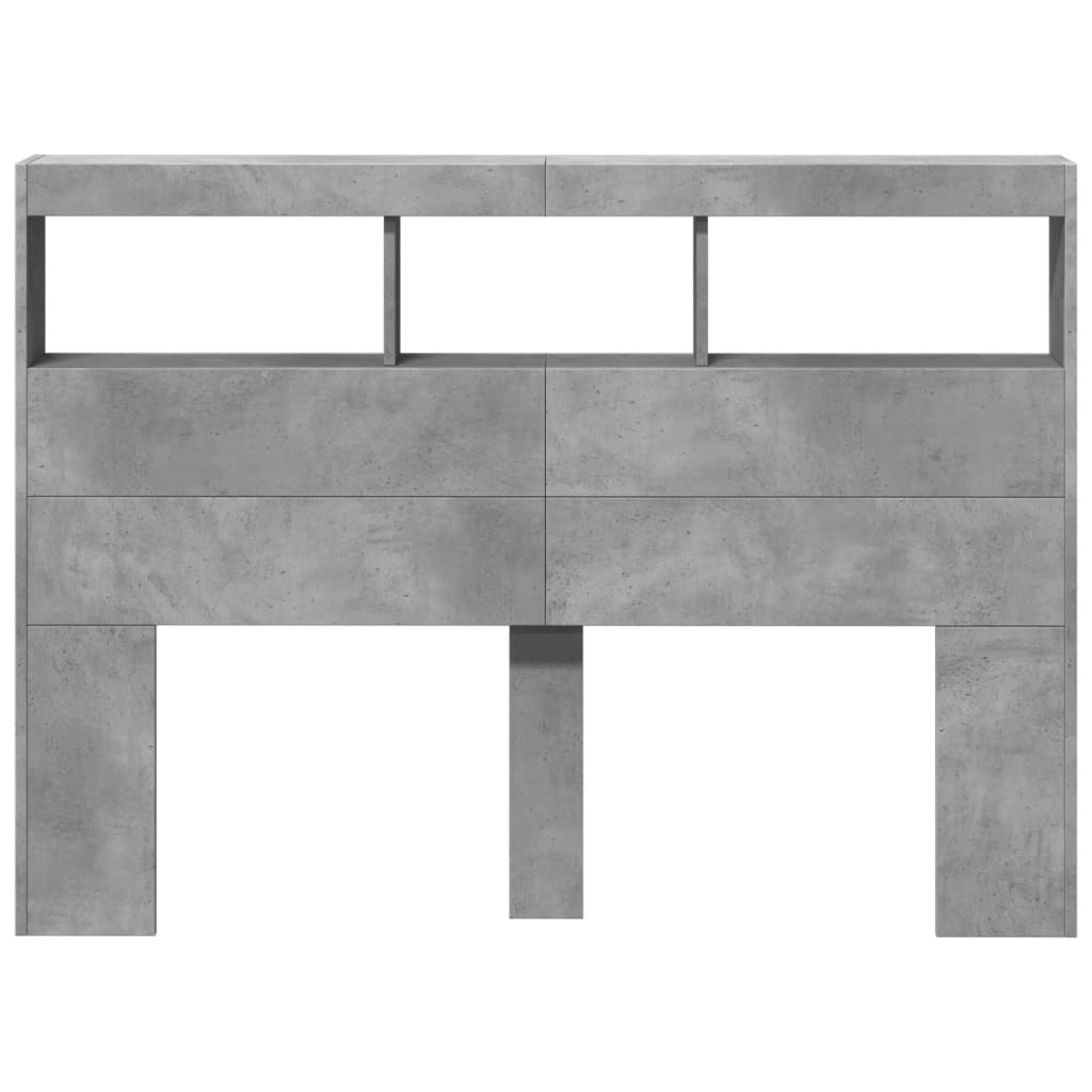 Armoire tête de lit avec LED gris béton 140x17x102 cm - XIOS