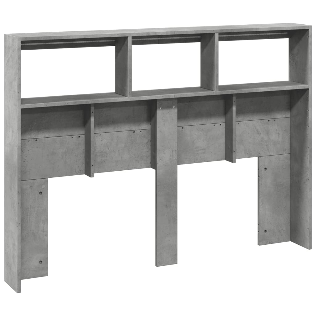 Armoire tête de lit avec LED gris béton 140x17x102 cm - XIOS