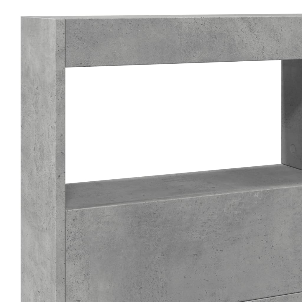 Armoire tête de lit avec LED gris béton 140x17x102 cm - XIOS
