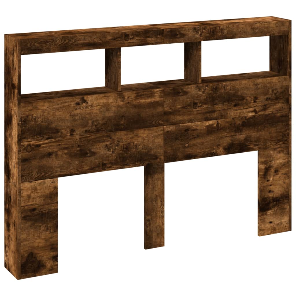 Armoire tête de lit avec LED chêne fumé 140x17x102 cm - XIOS