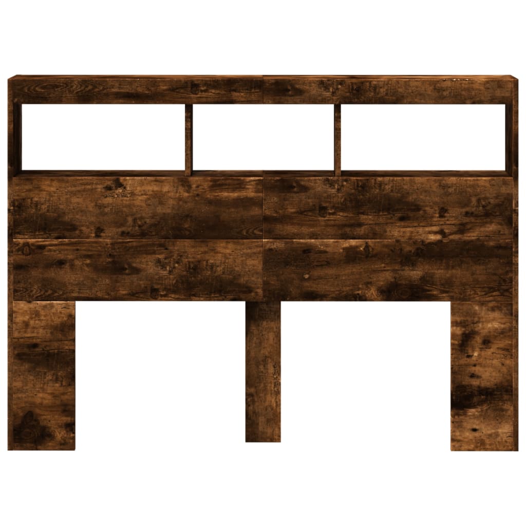 Armoire tête de lit avec LED chêne fumé 140x17x102 cm - XIOS