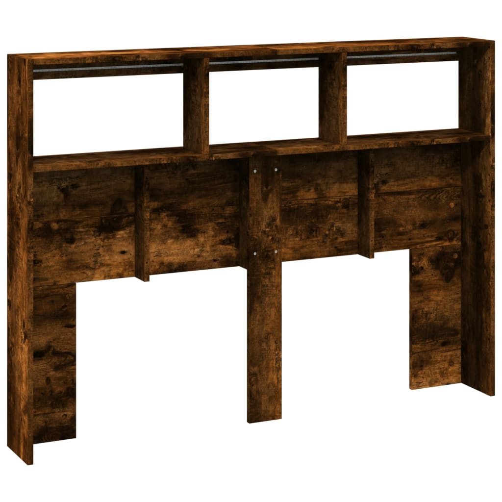 Armoire tête de lit avec LED chêne fumé 140x17x102 cm - XIOS