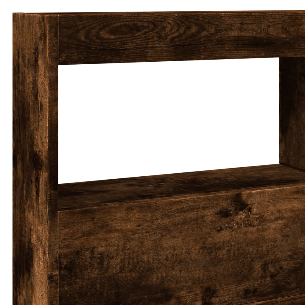 Armoire tête de lit avec LED chêne fumé 140x17x102 cm - XIOS