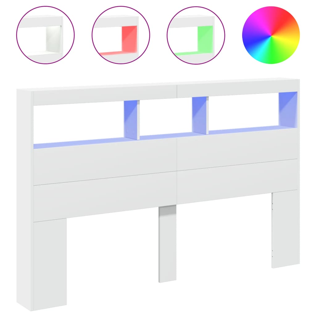 Armoire tête de lit avec LED blanc 160x17x102 cm Têtes et pieds de lit vidaXL