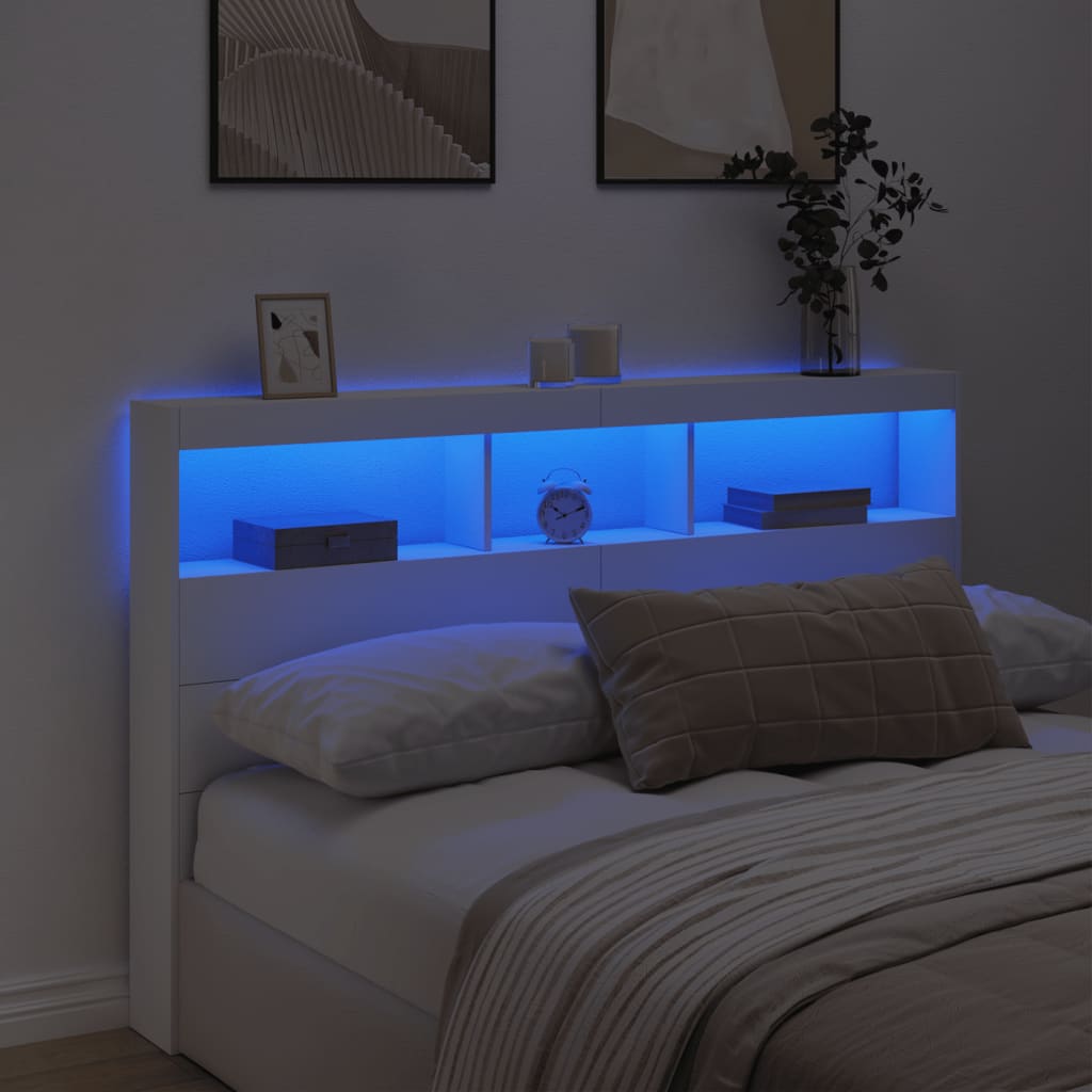 Armoire tête de lit avec LED blanc 160x17x102 cm - XIOS