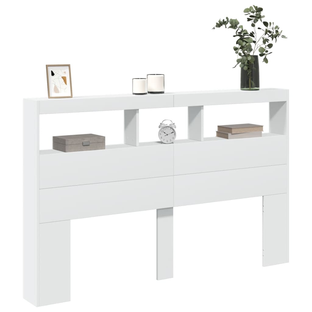 Armoire tête de lit avec LED blanc 160x17x102 cm - XIOS