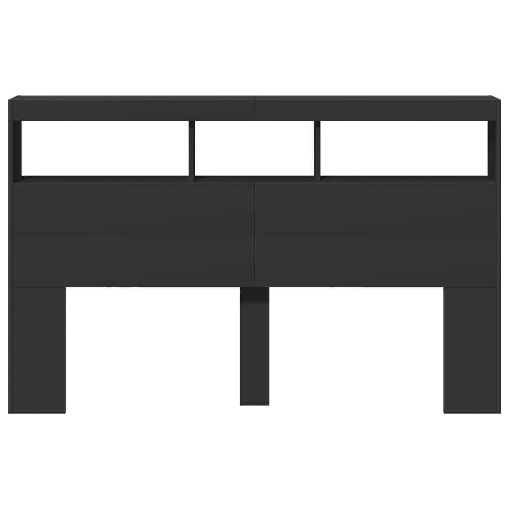 Armoire tête de lit avec LED noir 160x17x102 cm - XIOS