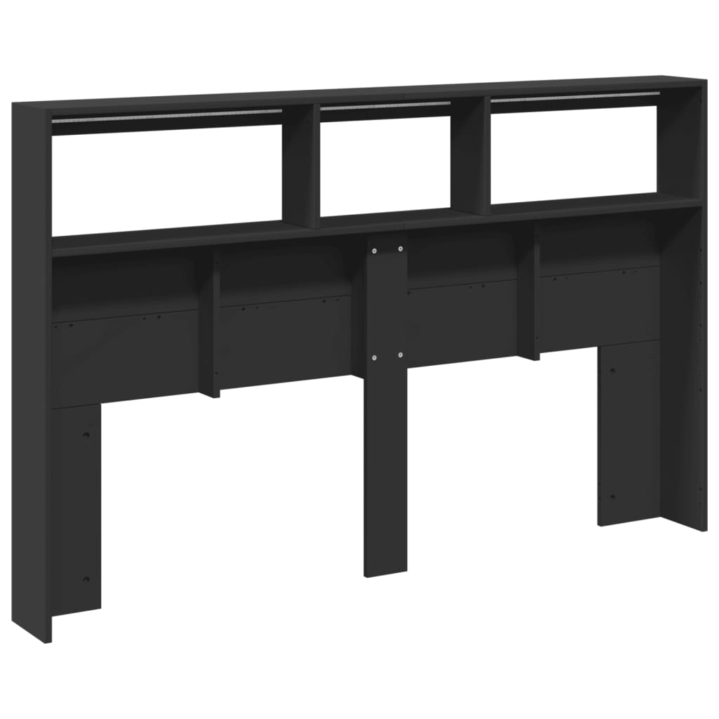 Armoire tête de lit avec LED noir 160x17x102 cm - XIOS